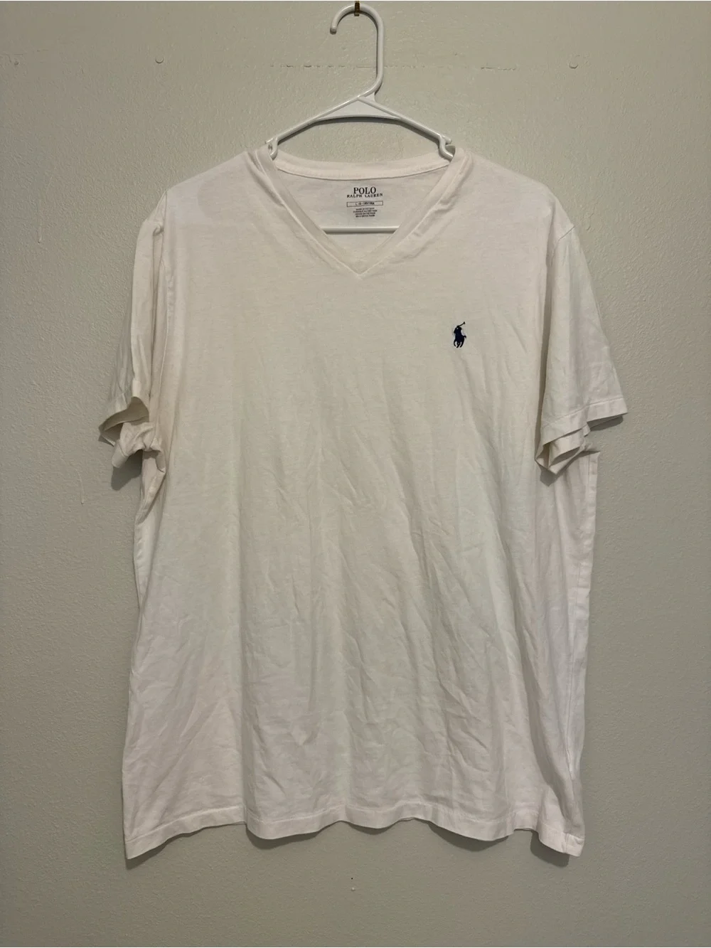 Polo by Ralph Lauren White V-Neck Tee with Navy Pony